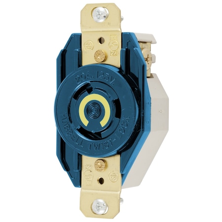 Hubbell Wiring Device-Kellems Locking Receptacle, L5-20R, 20 A, 125V AC, Single Phase, 2 Pole, Flush Mount, Screw Terminals, Blue HBL2310M7